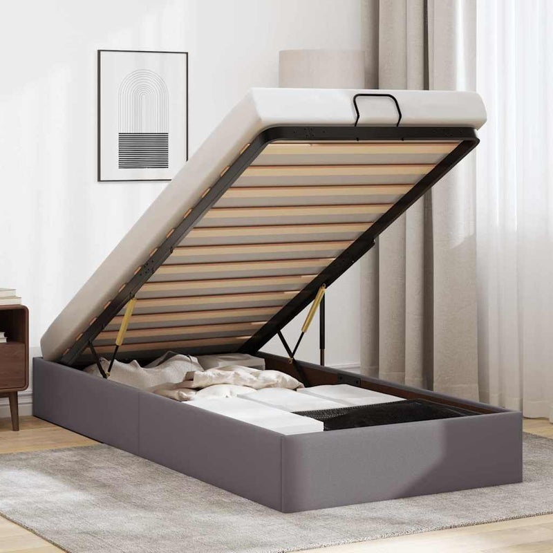 vidaXL Ottomán ágykeret matrac nélkül szürke 100x200 cm műbőr