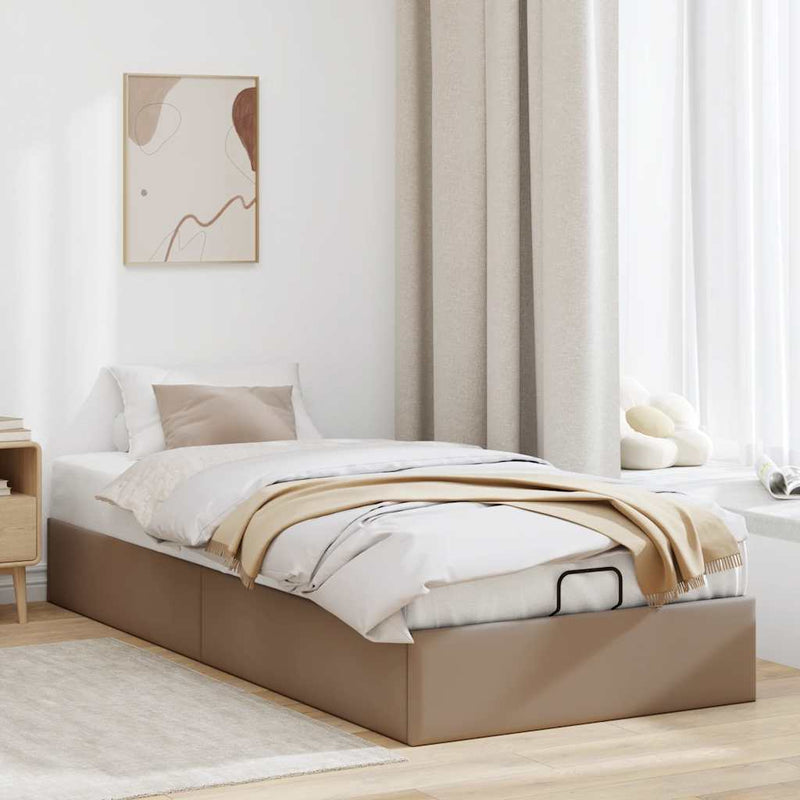 vidaXL Ottomán ágykeret matrac nélkül cappucino 100x200 cm műbőr