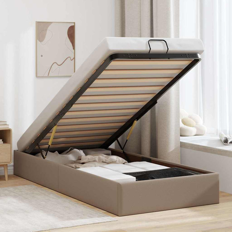 vidaXL Ottomán ágykeret matrac nélkül cappucino 100x200 cm műbőr