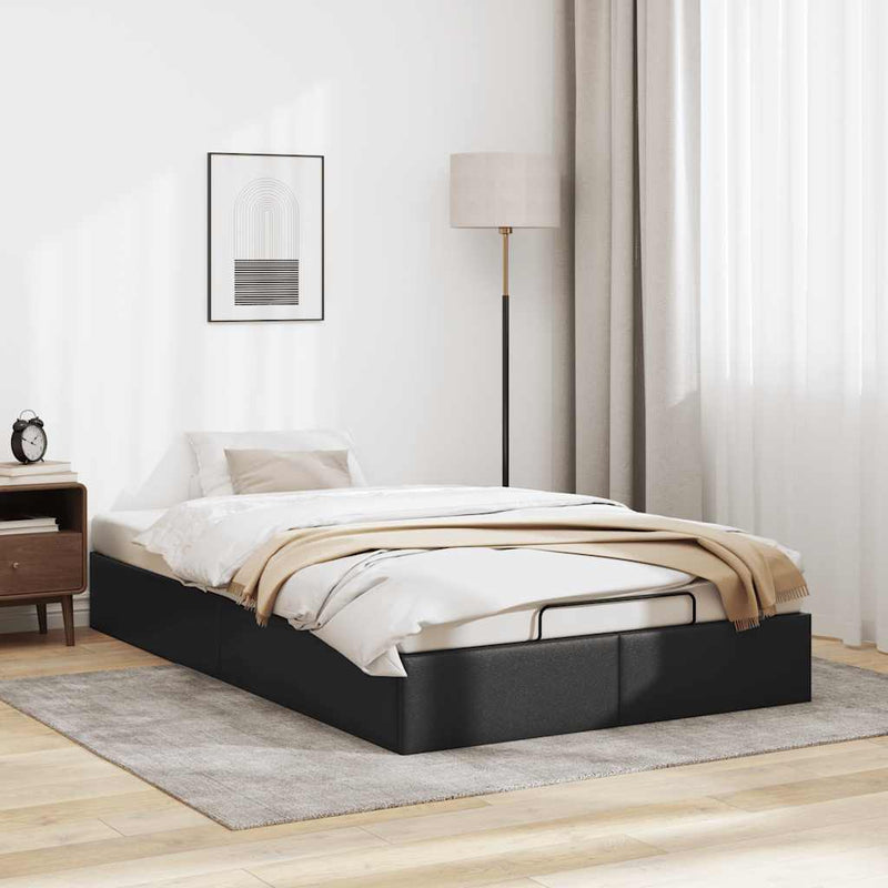 vidaXL Ottomán ágykeret matrac nélkül fekete 120x200 cm műbőr