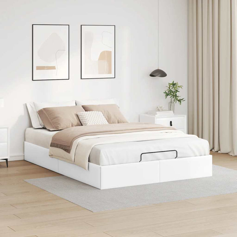 vidaXL Ottomán ágykeret matrac nélkül fehér 140x190 cm műbőr