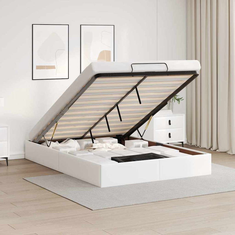 vidaXL Ottomán ágykeret matrac nélkül fehér 140x190 cm műbőr