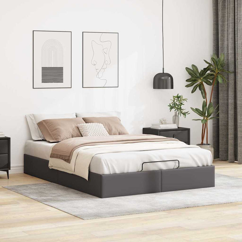 vidaXL Ottomán ágykeret matrac nélkül szürke 140x190 cm műbőr