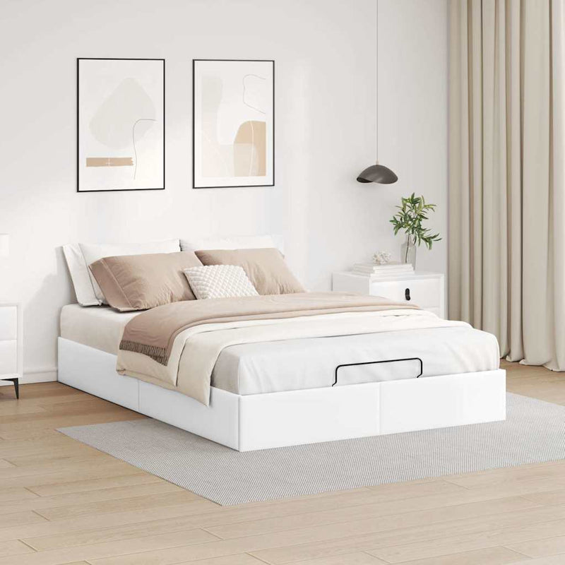 vidaXL Ottomán ágykeret matrac nélkül fehér 140x200 cm műbőr