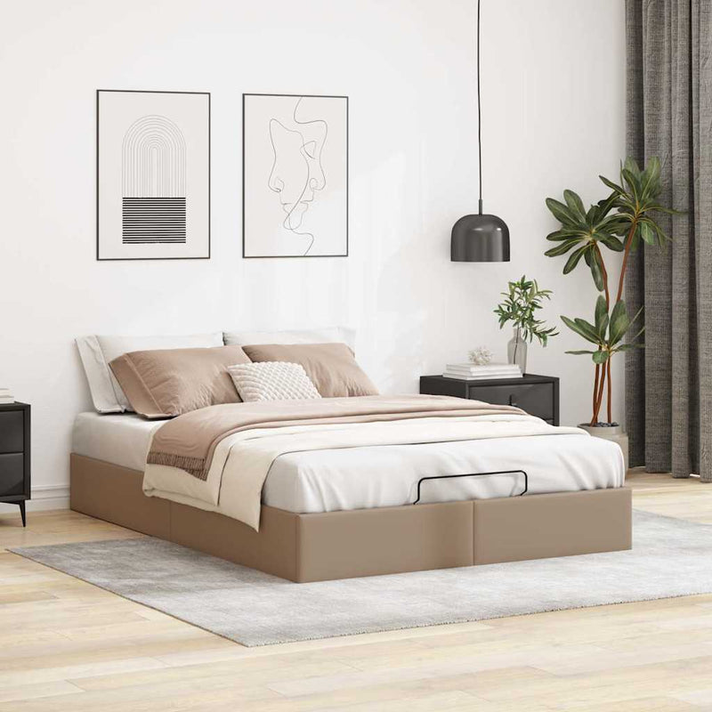 vidaXL Ottomán ágykeret matrac nélkül cappucino 140x200 cm műbőr