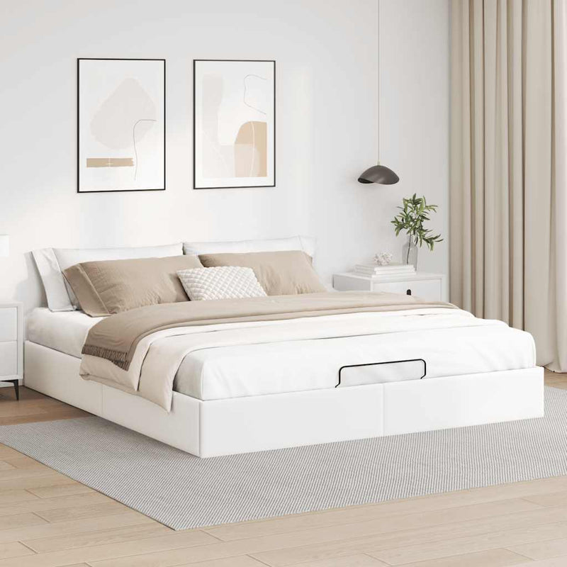 vidaXL Ottomán ágykeret matrac nélkül fehér 180x200 cm műbőr