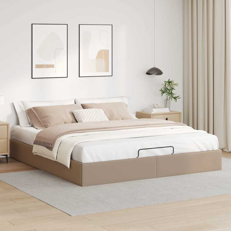 vidaXL Ottomán ágykeret matrac nélkül cappucino 180x200 cm műbőr