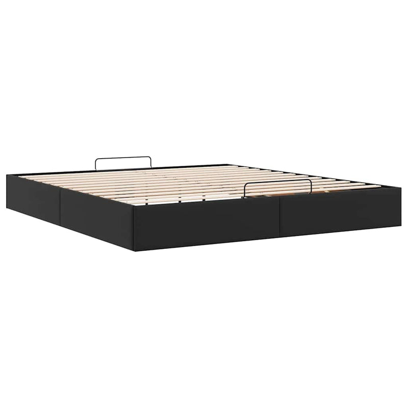 vidaXL Ottomán ágykeret matrac nélkül fekete 200x200 cm műbőr