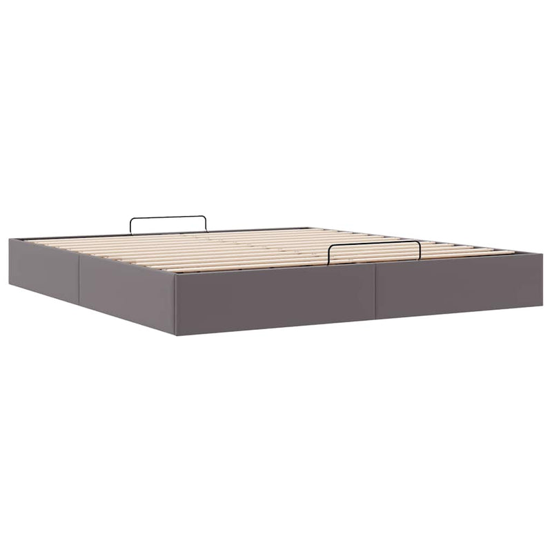 vidaXL Ottomán ágykeret matrac nélkül szürke 200x200 cm műbőr