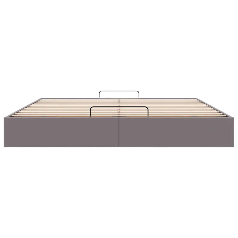 vidaXL Ottomán ágykeret matrac nélkül szürke 200x200 cm műbőr