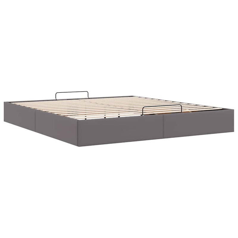 vidaXL Ottomán ágykeret matrac nélkül szürke 200x200 cm műbőr