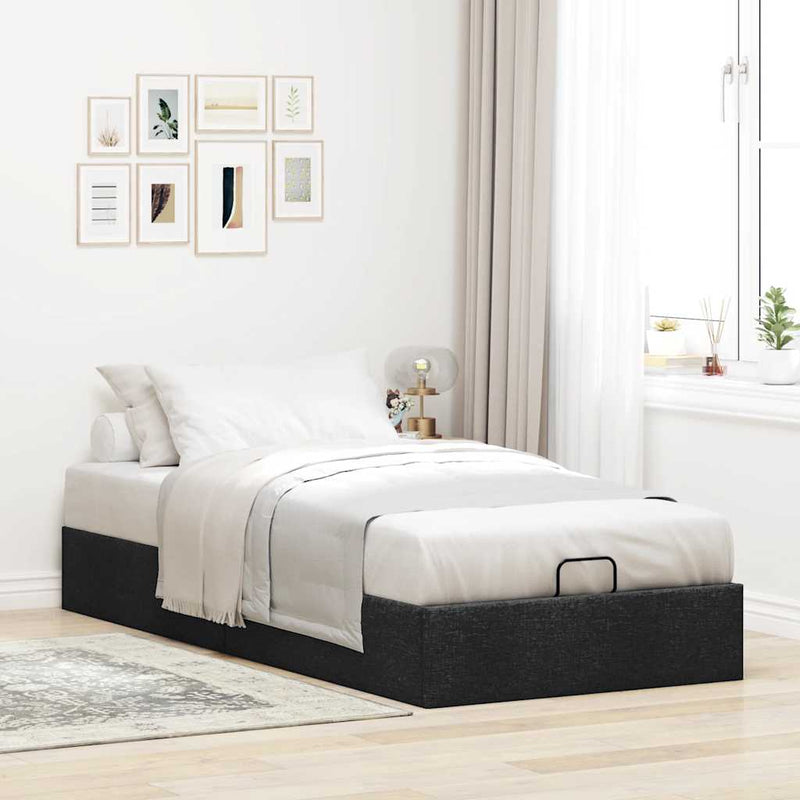 vidaXL Ottomán ágykeret matrac nélkül fekete 80x200 cm szövet