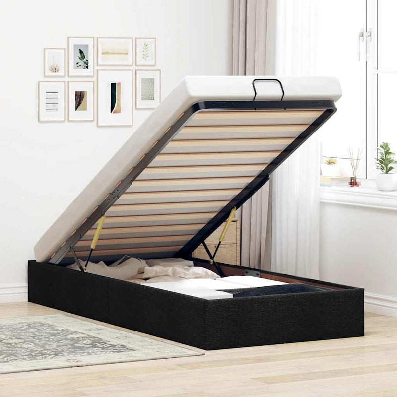 vidaXL Ottomán ágykeret matrac nélkül fekete 80x200 cm szövet