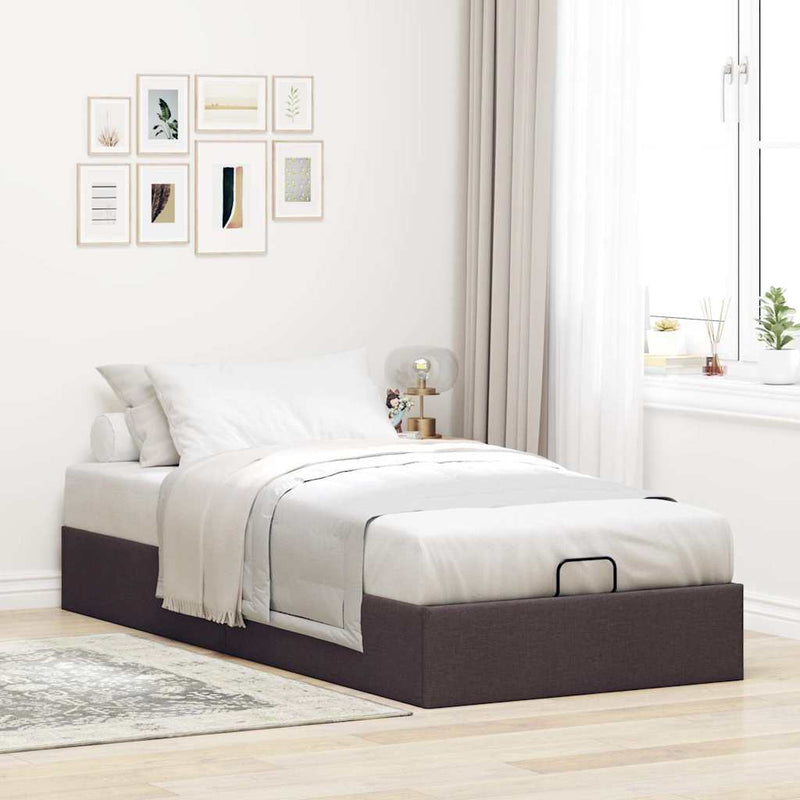 vidaXL Ottomán sötétbarna szövet ágykeret matrac nélkül 80x200 cm