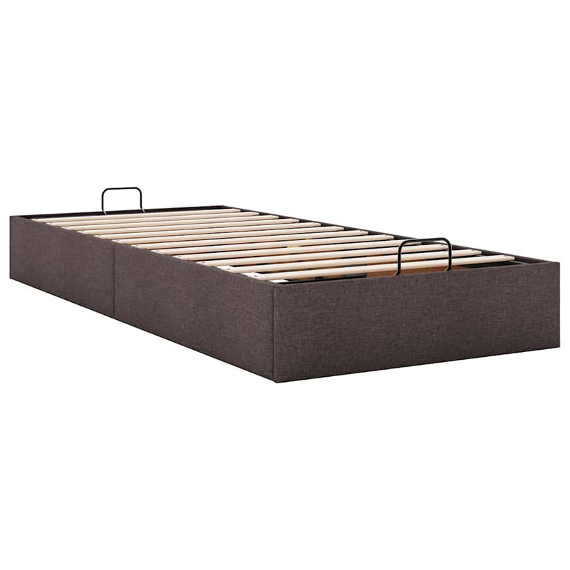 vidaXL Ottomán sötétbarna szövet ágykeret matrac nélkül 80x200 cm