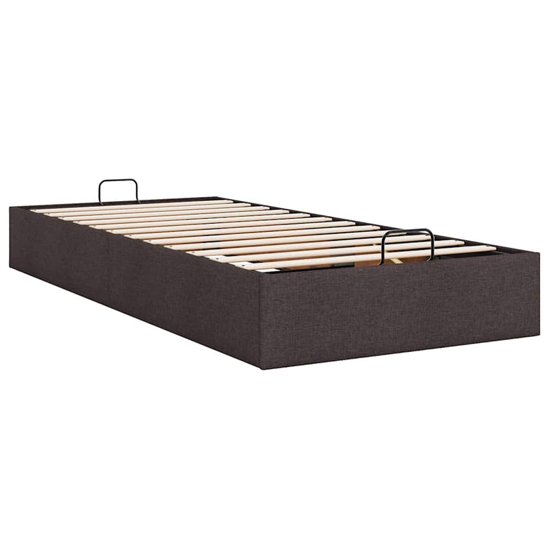 vidaXL Ottomán sötétbarna szövet ágykeret matrac nélkül 80x200 cm