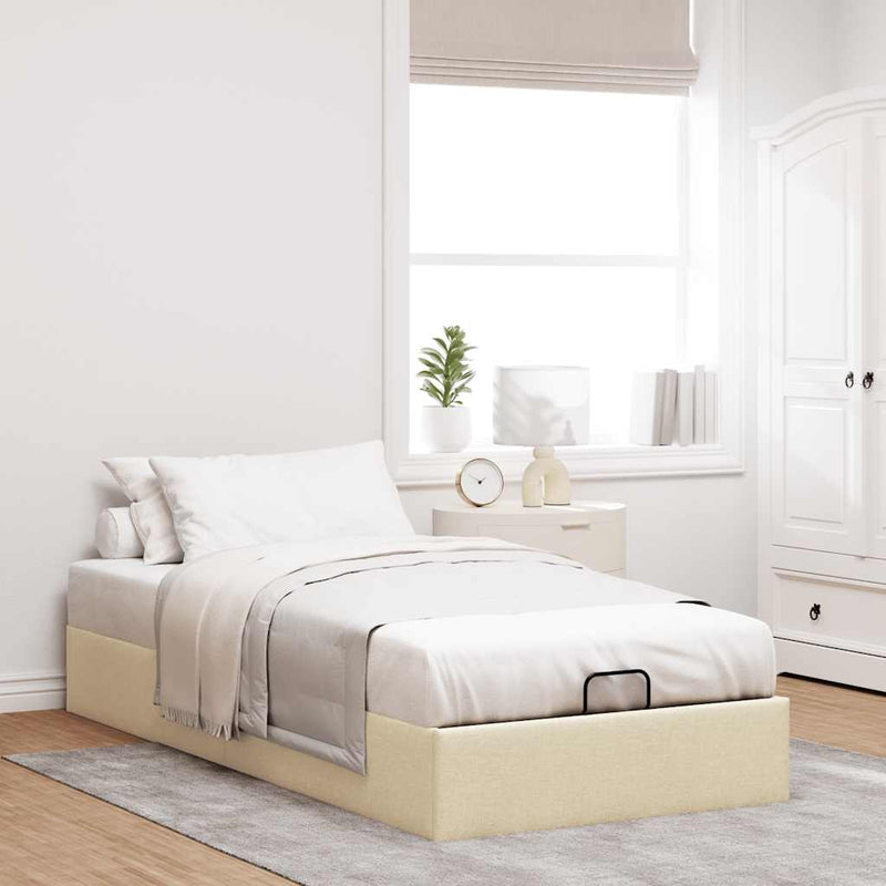 vidaXL Ottomán ágykeret matrac nélkül krém 80x200 cm szövet