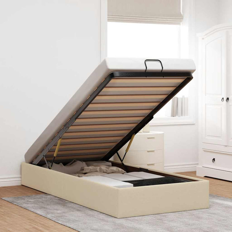 vidaXL Ottomán ágykeret matrac nélkül krém 80x200 cm szövet