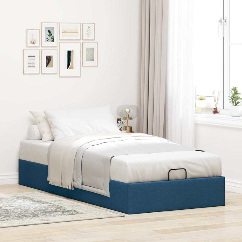 vidaXL Ottomán ágykeret matrac nélkül kék 80x200 cm szövet