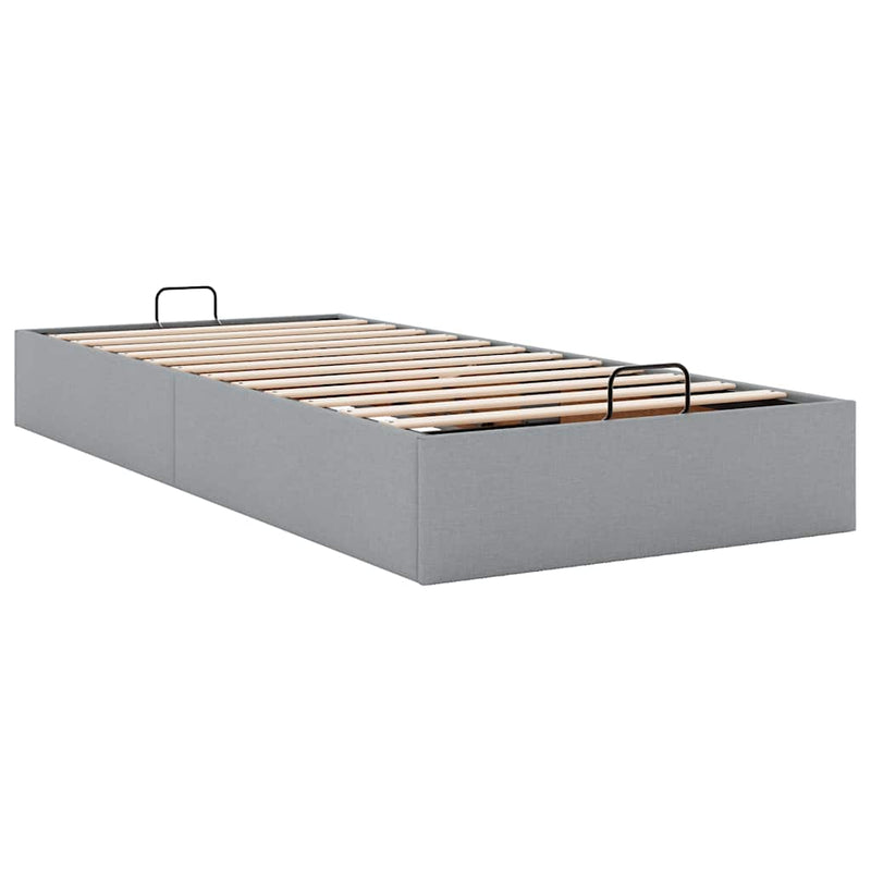 vidaXL Ottomán világosszürke szövet ágykeret matrac nélkül 90x190 cm