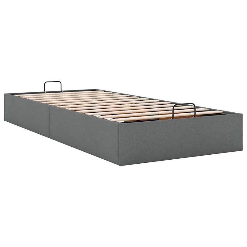 vidaXL Ottomán sötétszürke szövet ágykeret matrac nélkül 90x190 cm