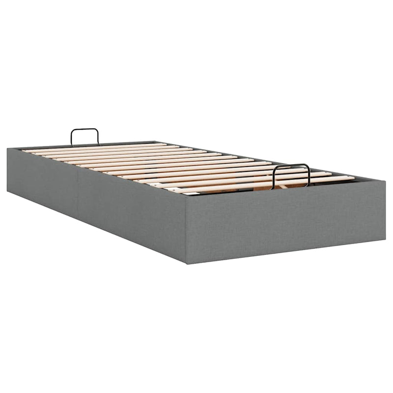 vidaXL Ottomán sötétszürke szövet ágykeret matrac nélkül 90x190 cm