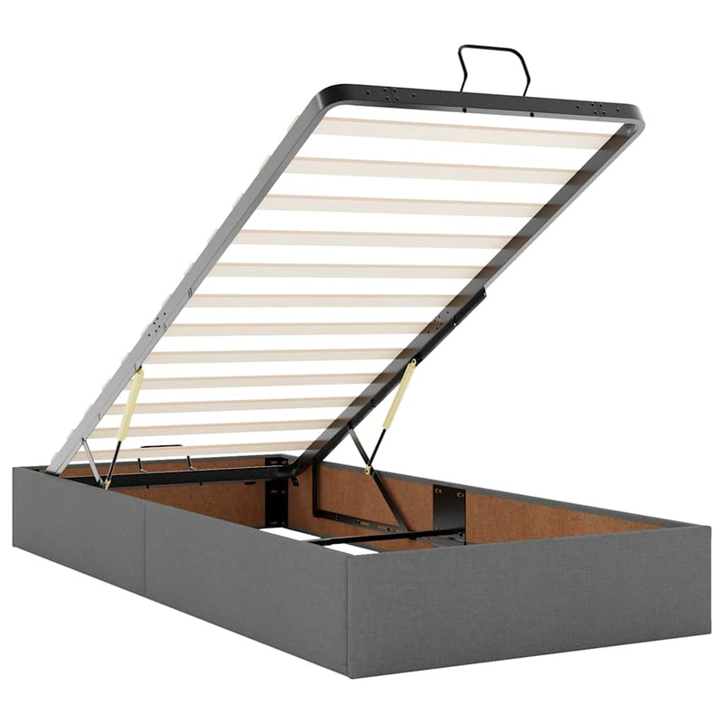 vidaXL Ottomán sötétszürke szövet ágykeret matrac nélkül 90x190 cm