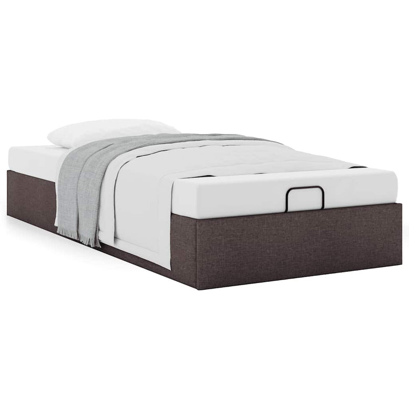 vidaXL Ottomán sötétbarna szövet ágykeret matrac nélkül 90x190 cm