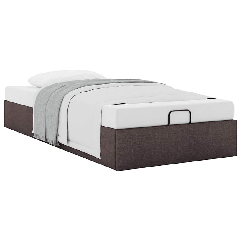 vidaXL Ottomán sötétbarna szövet ágykeret matrac nélkül 90x190 cm