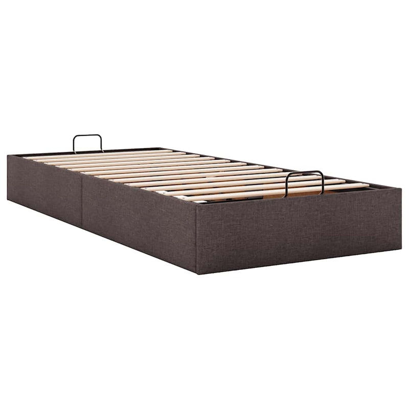 vidaXL Ottomán sötétbarna szövet ágykeret matrac nélkül 90x190 cm