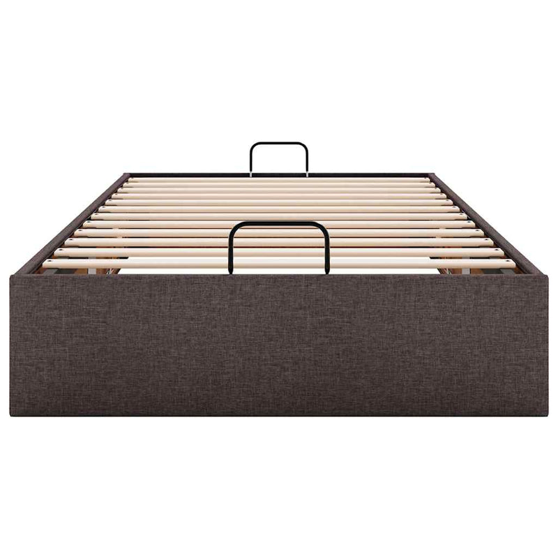 vidaXL Ottomán sötétbarna szövet ágykeret matrac nélkül 90x190 cm