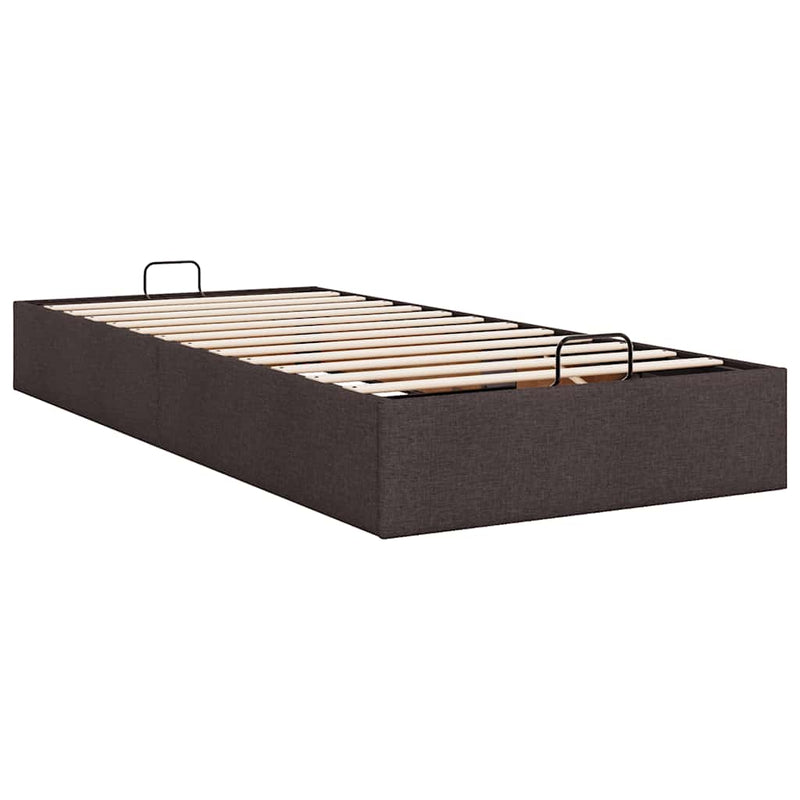 vidaXL Ottomán sötétbarna szövet ágykeret matrac nélkül 90x190 cm