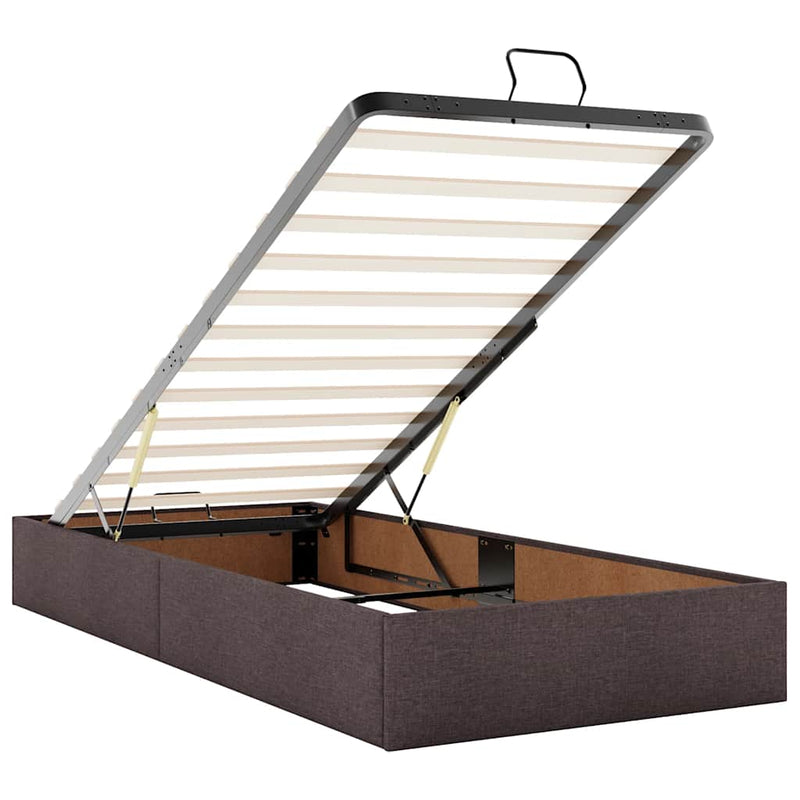 vidaXL Ottomán sötétbarna szövet ágykeret matrac nélkül 90x190 cm