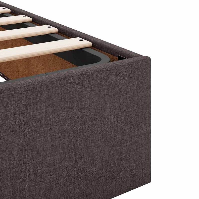 vidaXL Ottomán sötétbarna szövet ágykeret matrac nélkül 90x190 cm