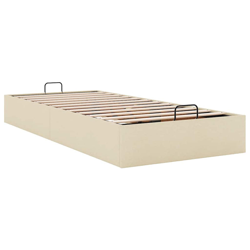 vidaXL Ottomán ágykeret matrac nélkül krém 90x190 cm szövet