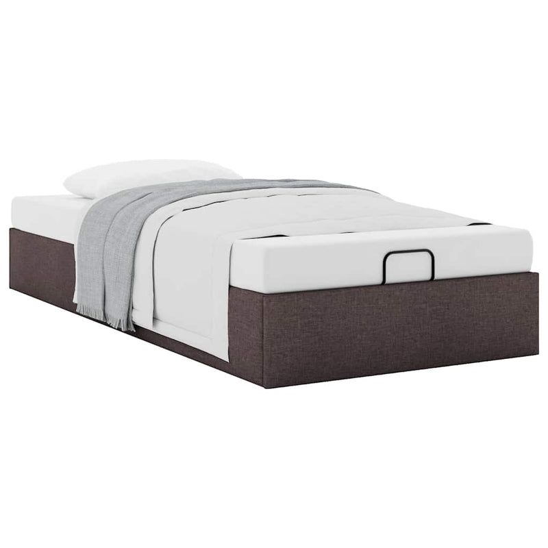 vidaXL Ottomán sötétbarna szövet ágykeret matrac nélkül 90x200 cm