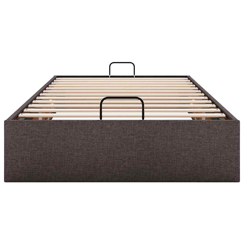 vidaXL Ottomán sötétbarna szövet ágykeret matrac nélkül 90x200 cm