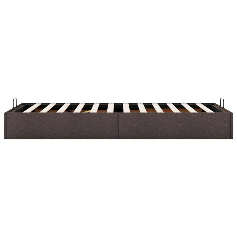 vidaXL Ottomán sötétbarna szövet ágykeret matrac nélkül 90x200 cm
