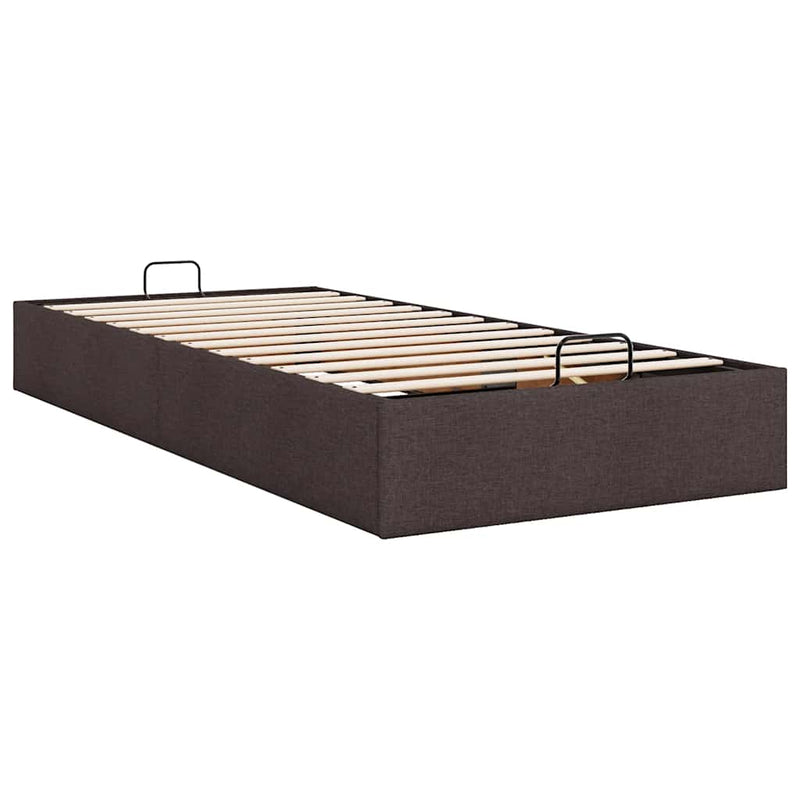vidaXL Ottomán sötétbarna szövet ágykeret matrac nélkül 90x200 cm