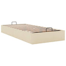 vidaXL Ottomán ágykeret matrac nélkül krém 90x200 cm szövet