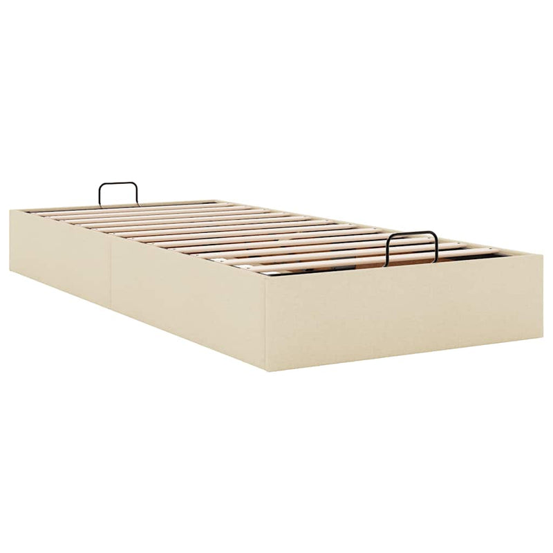 vidaXL Ottomán ágykeret matrac nélkül krém 90x200 cm szövet