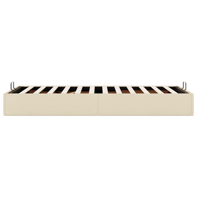 vidaXL Ottomán ágykeret matrac nélkül krém 90x200 cm szövet