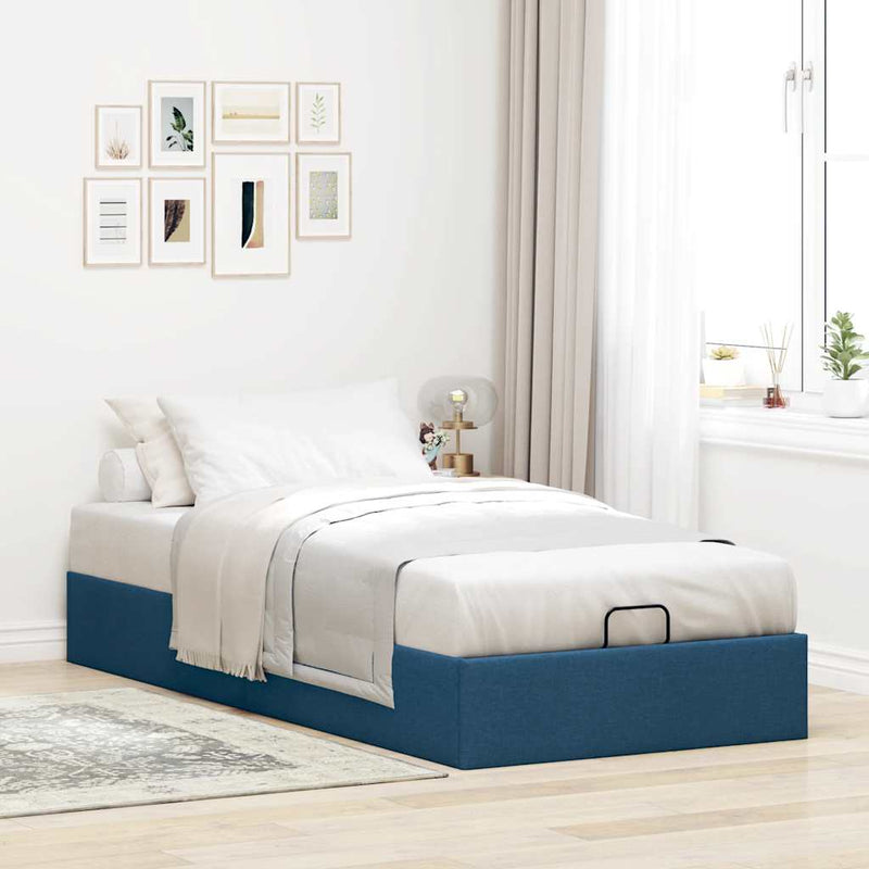 vidaXL Ottomán ágykeret matrac nélkül 90x200 cm kék szövet