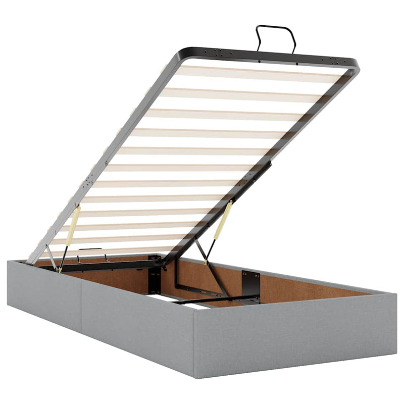 vidaXL Ottomán világosszürke szövet ágykeret matrac nélkül 100x200 cm