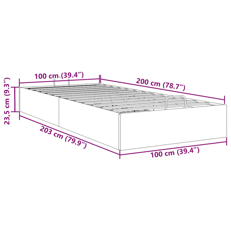 vidaXL Ottomán világosszürke szövet ágykeret matrac nélkül 100x200 cm