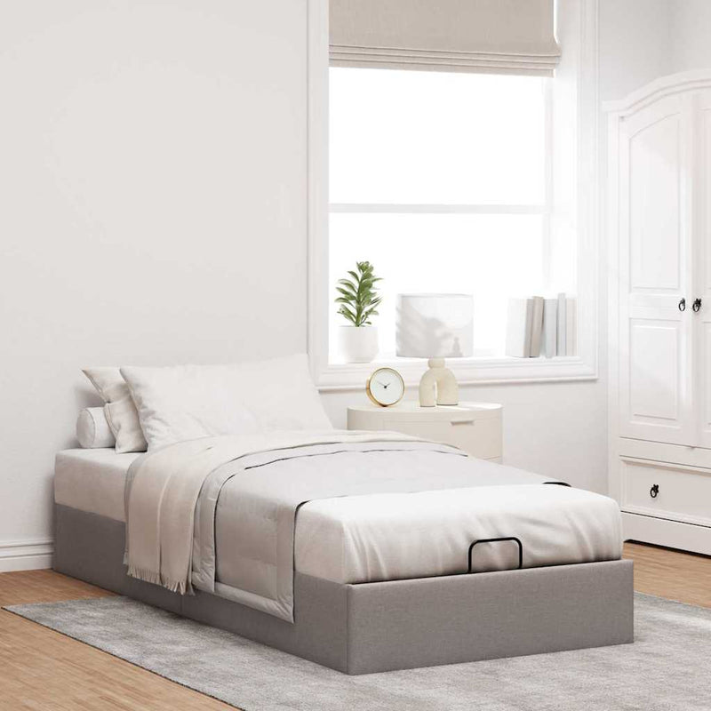 vidaXL Ottomán tópszínű szövet ágykeret matrac nélkül 100x200 cm