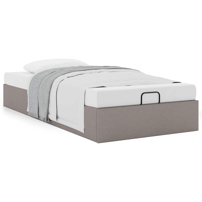 vidaXL Ottomán tópszínű szövet ágykeret matrac nélkül 100x200 cm