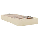 vidaXL Ottomán krémszínű szövet ágykeret matrac nélkül 100x200 cm