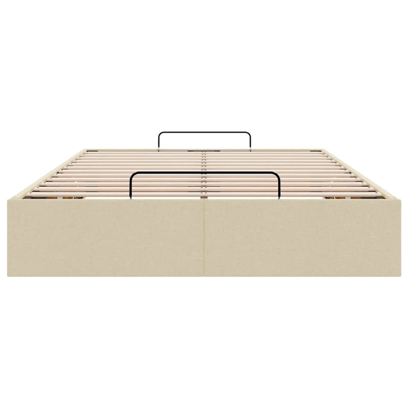 vidaXL Ottomán ágykeret matrac nélkül krém 120x190 cm szövet