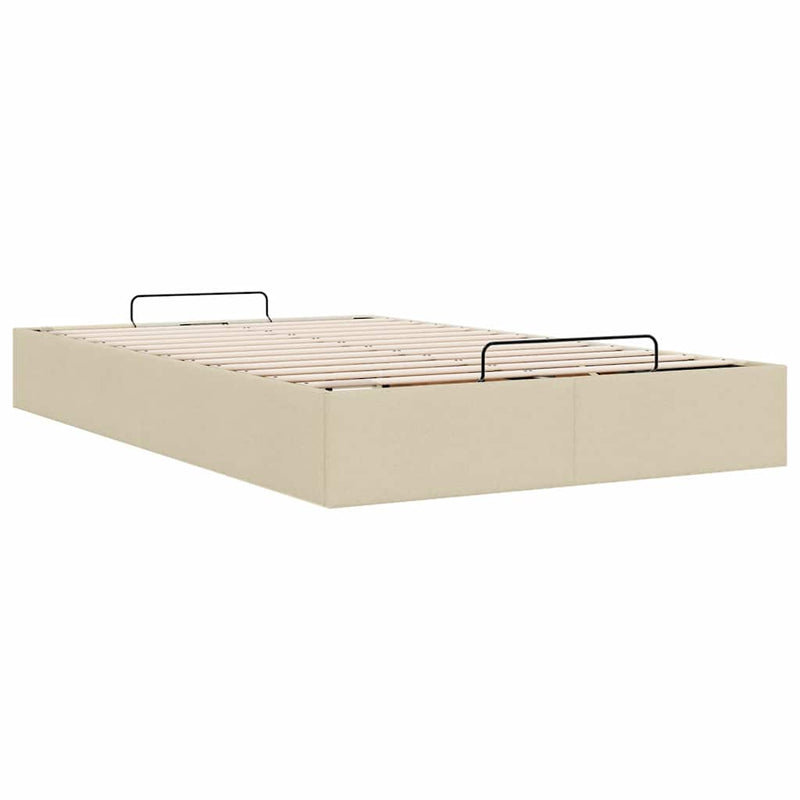 vidaXL Ottomán ágykeret matrac nélkül krém 120x190 cm szövet
